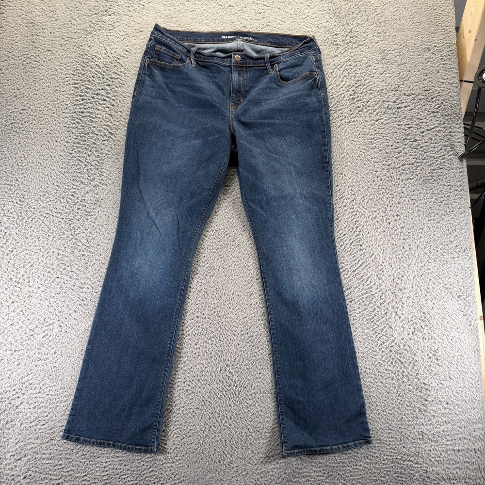 Old Navy Jeans Womens 14 Blue Cotton Denim Bootcut Mid-Rise Faded Travel Stretch